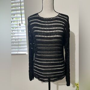 Black Knit Long Sleeve Women's Top